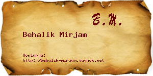 Behalik Mirjam névjegykártya